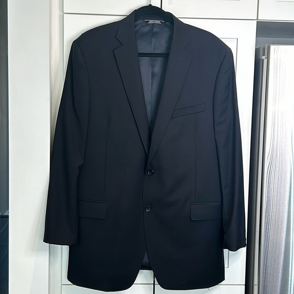 Saks Fifth Avenue Men’s 2 Button Wool Black Blazer Slim Fit Size 44 L - Picture 3 of 13